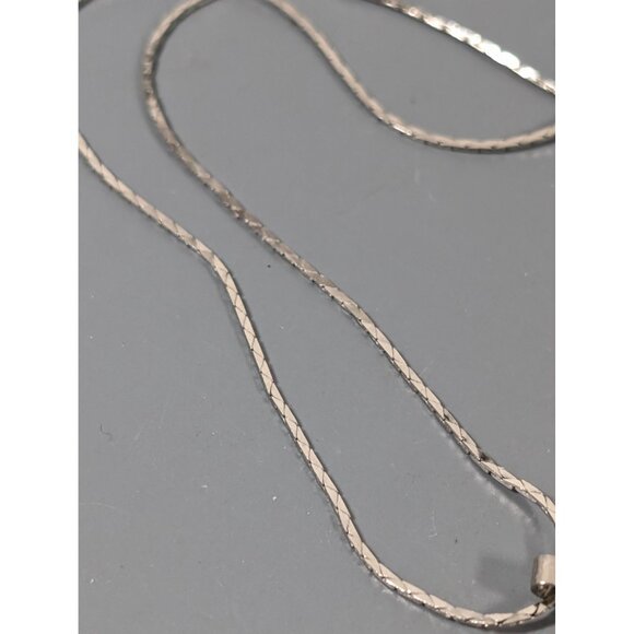 Vintage Blue Gray Shell Oval Pendant Necklace Silver Tone Chain 17" - Picture 6 of 9